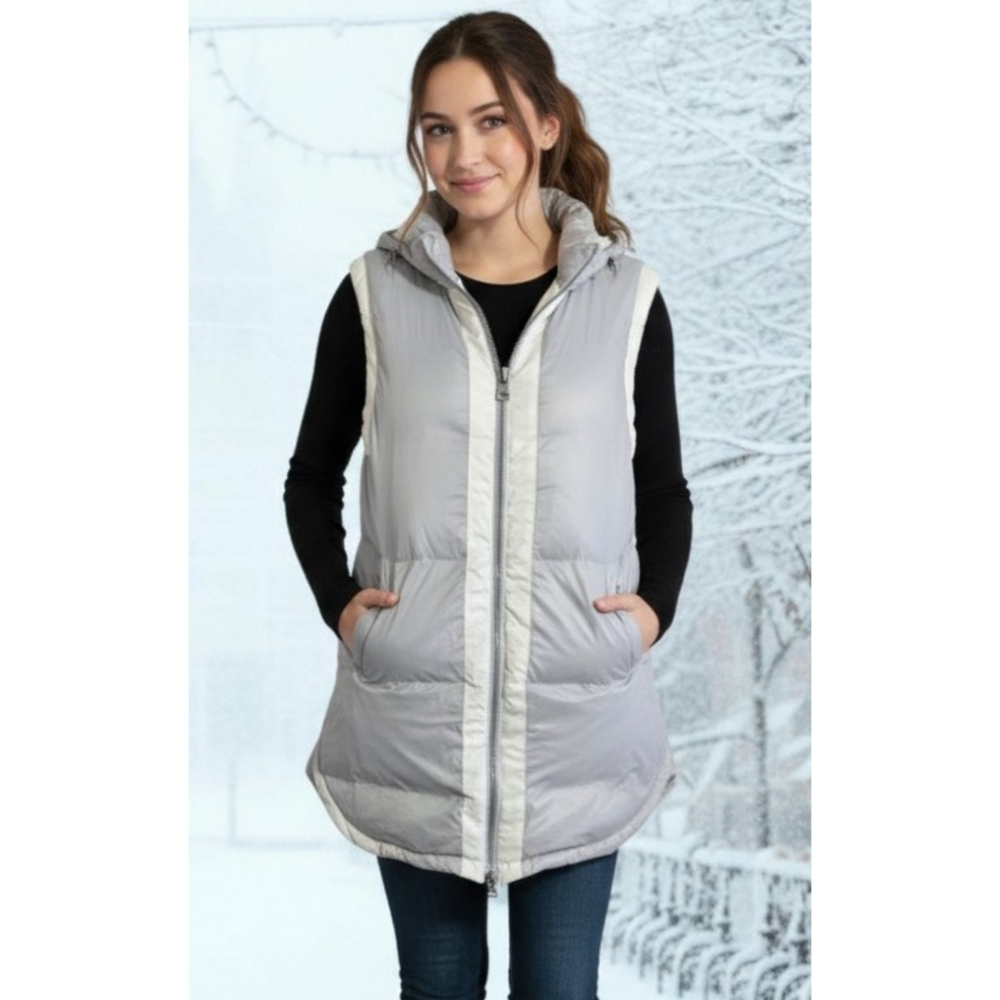 Sundance Alpine Walk Down Puffer Vest Gray & White Size M